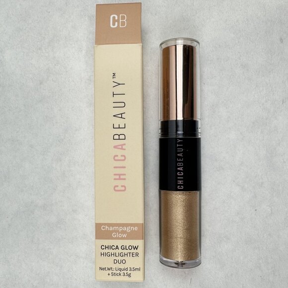 Chica Beauty Champagne Glow Highlighter Duo 3.5ml Liquid + Stick 3.5g Vegan NEW - Picture 2 of 7